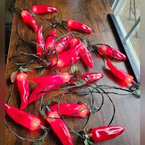 Vintage Chili Pepper Hanging‎ Lights Set Of Two 10' Each Kitchen Fiesta Western